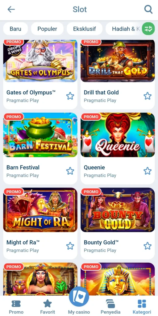 Game Slot di 1xBet Android